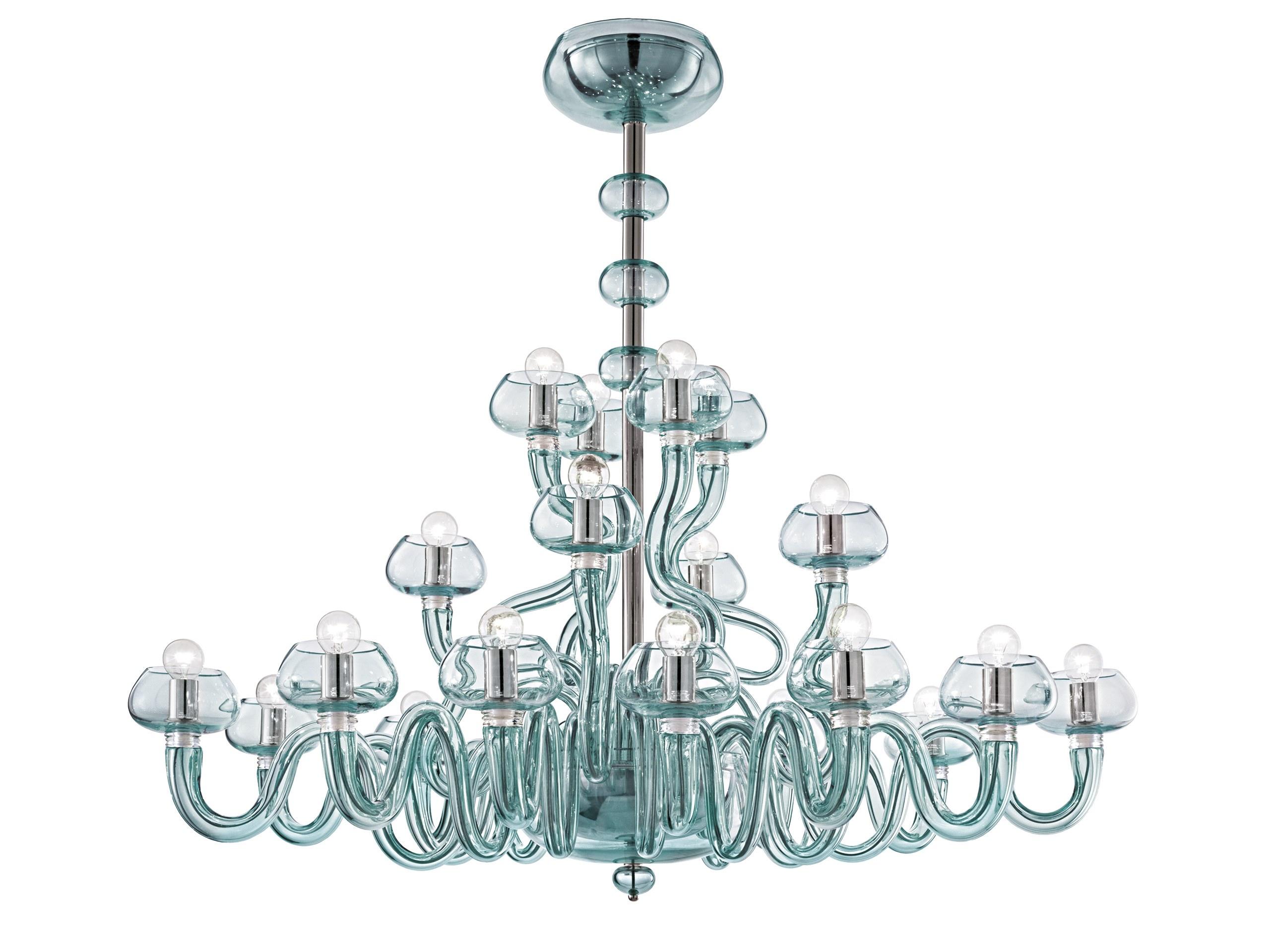 Handcrafted Murano glass chandelier photographed on a clean white studio background.
