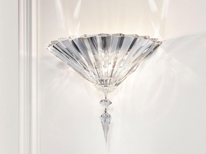 Front view of a luxury crystal wall lamp with elegant decorative detailing.
