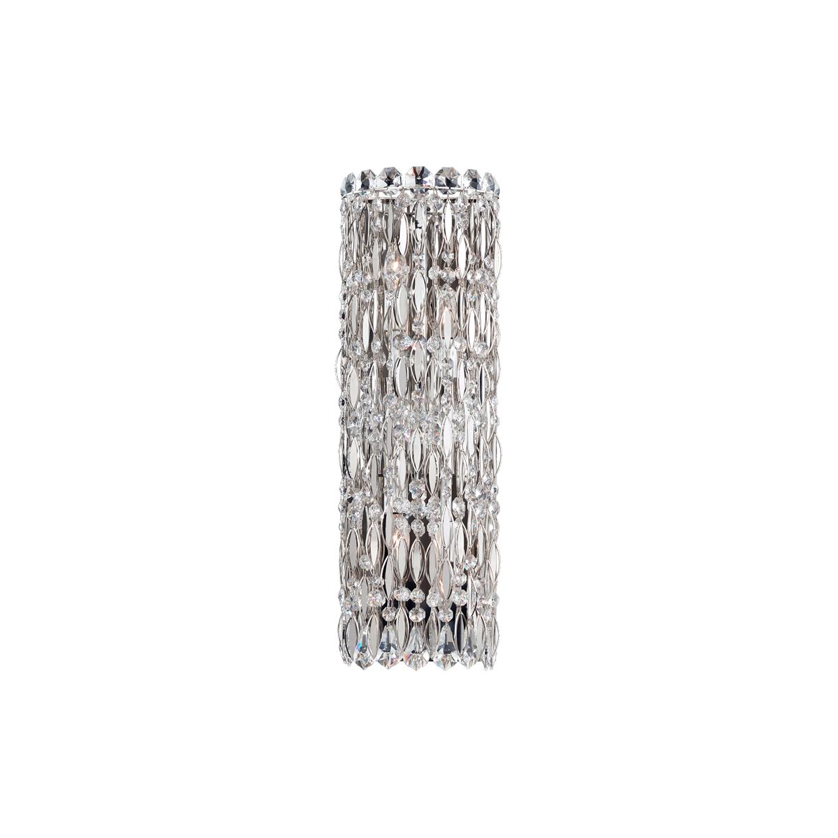 Crystal wall lamp photographed on a clean white studio background featuring precision-cut crystal elements.