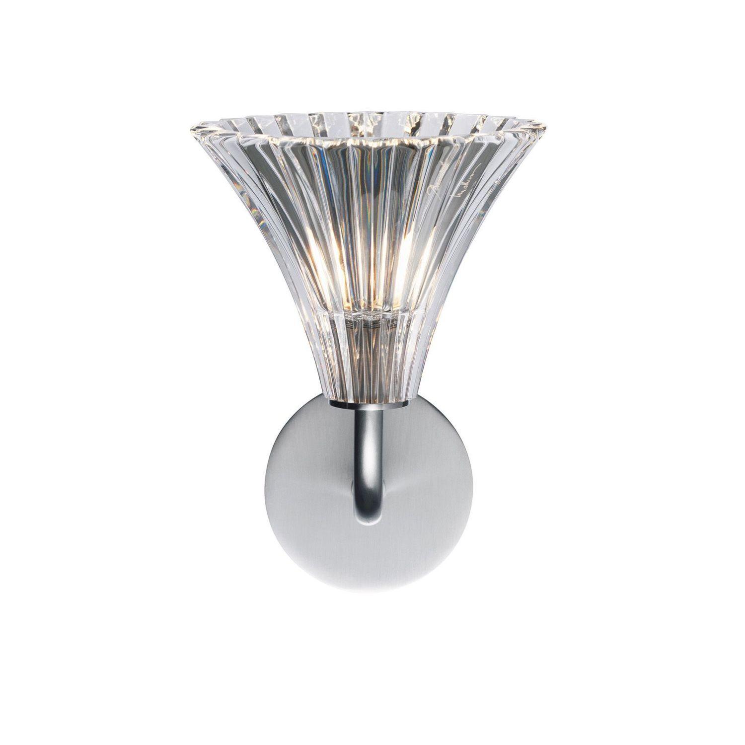 Crystal wall lamp photographed on a clean white studio background featuring precision-cut crystal elements.