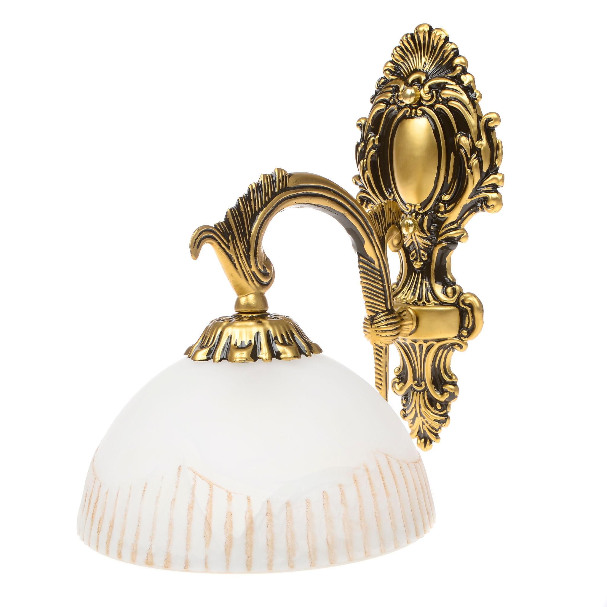 Classic wall lamp photographed on a clean white studio background featuring traditional European detailing.