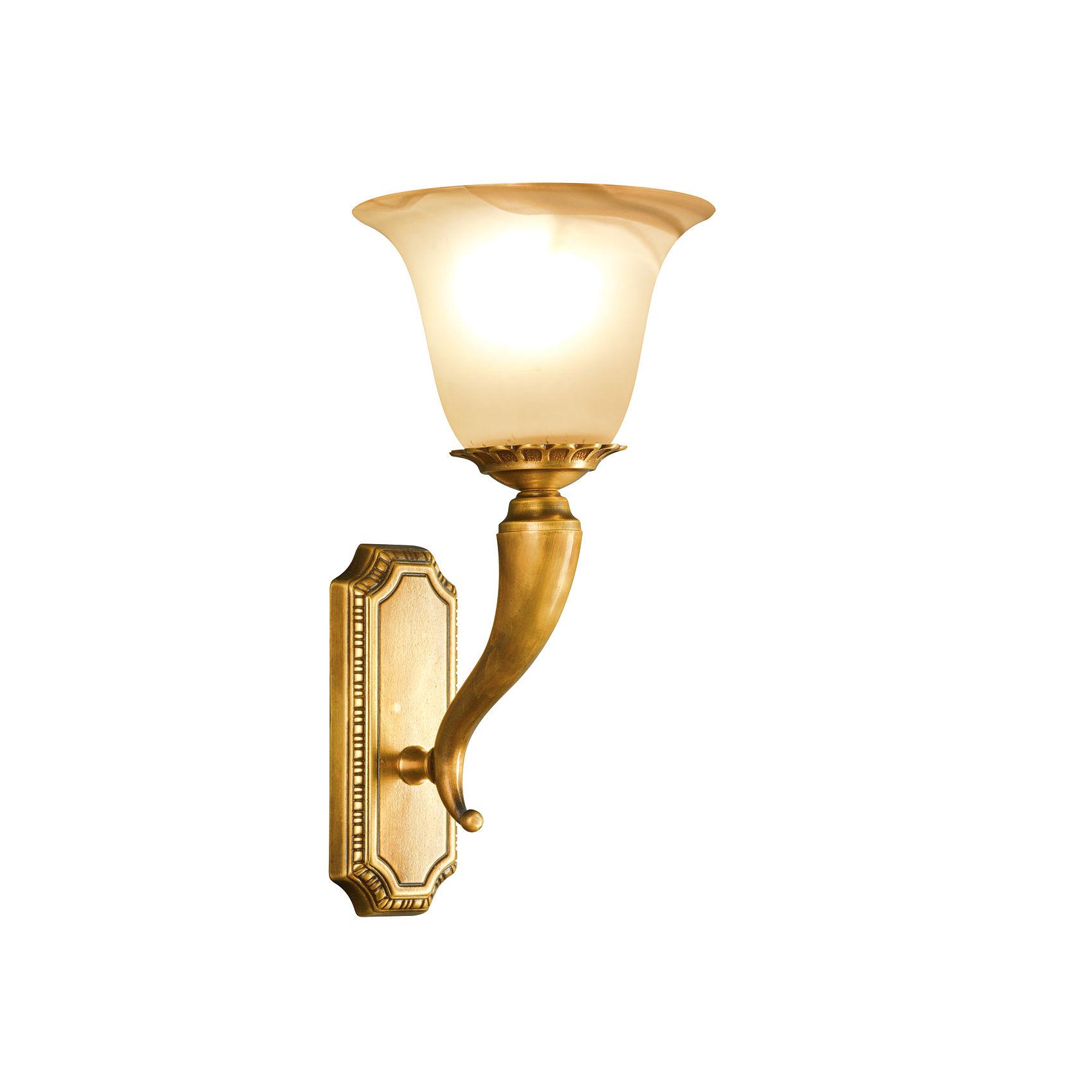 Classic wall lamp photographed on a clean white studio background featuring traditional European detailing.