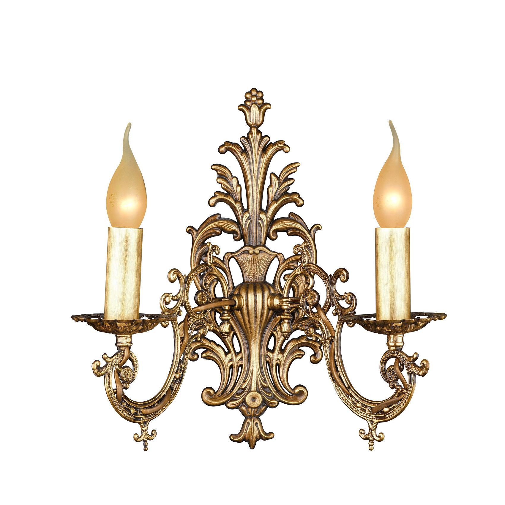 Classic wall lamp photographed on a clean white studio background featuring traditional European detailing.
