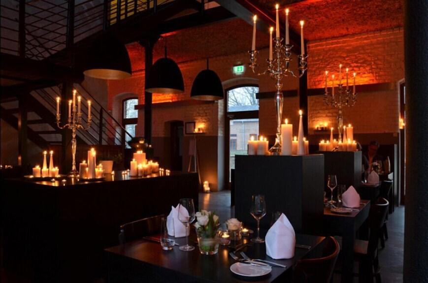 Candle  installed in a luxury residential dining room with timeless architectural styling.
