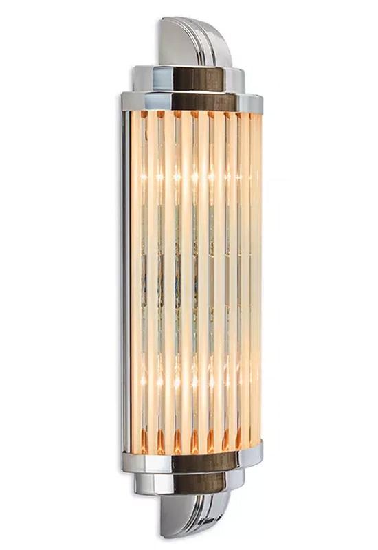 Art Deco wall lamp photographed on a clean white studio background featuring elegant geometric detailing.