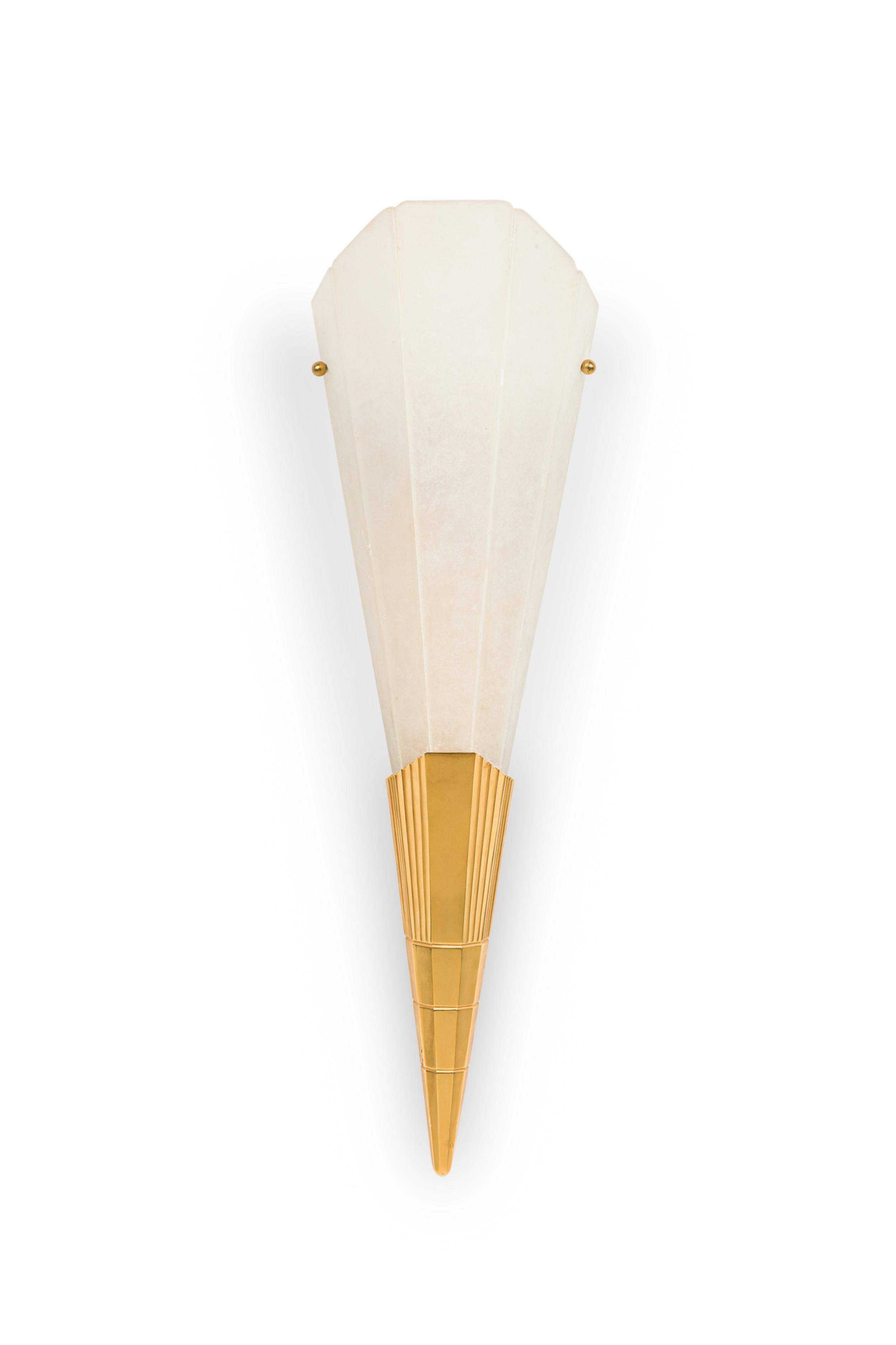 Art Deco wall lamp photographed on a clean white studio background featuring elegant geometric detailing.
