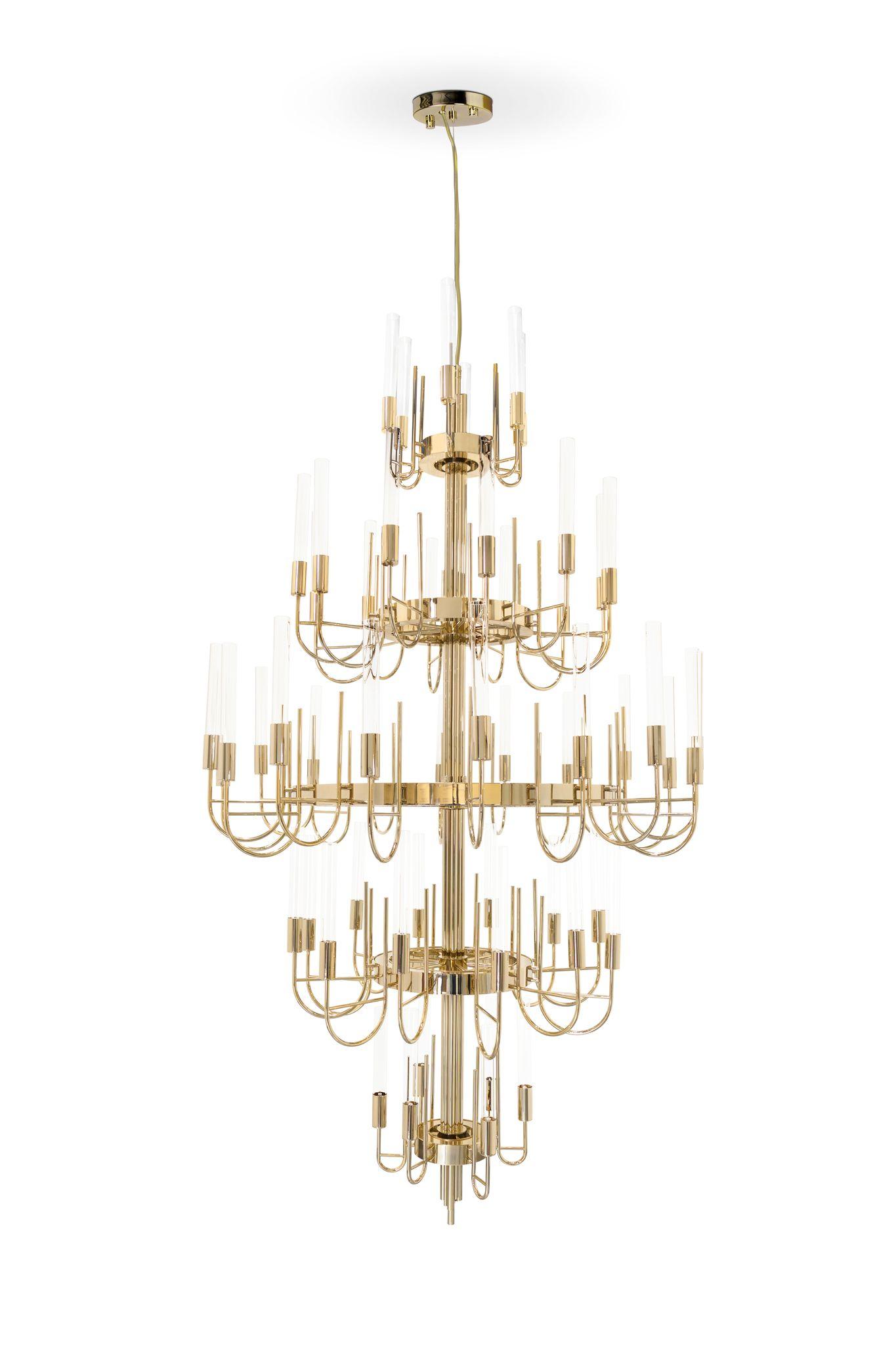 Multi-tier chandelier photographed on a clean white studio background.