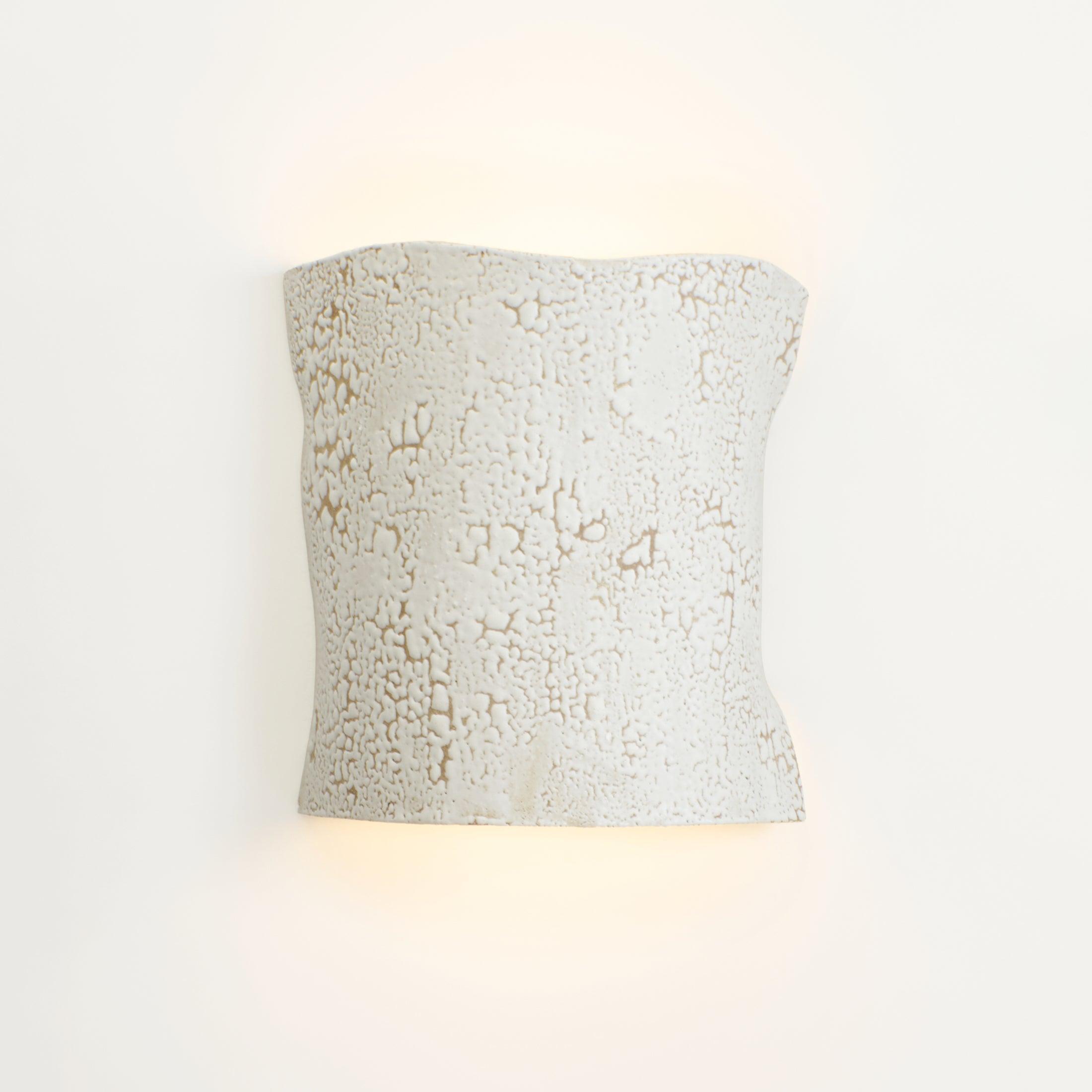 Organic wall lamp photographed on a clean white studio background featuring flowing sculptural forms.