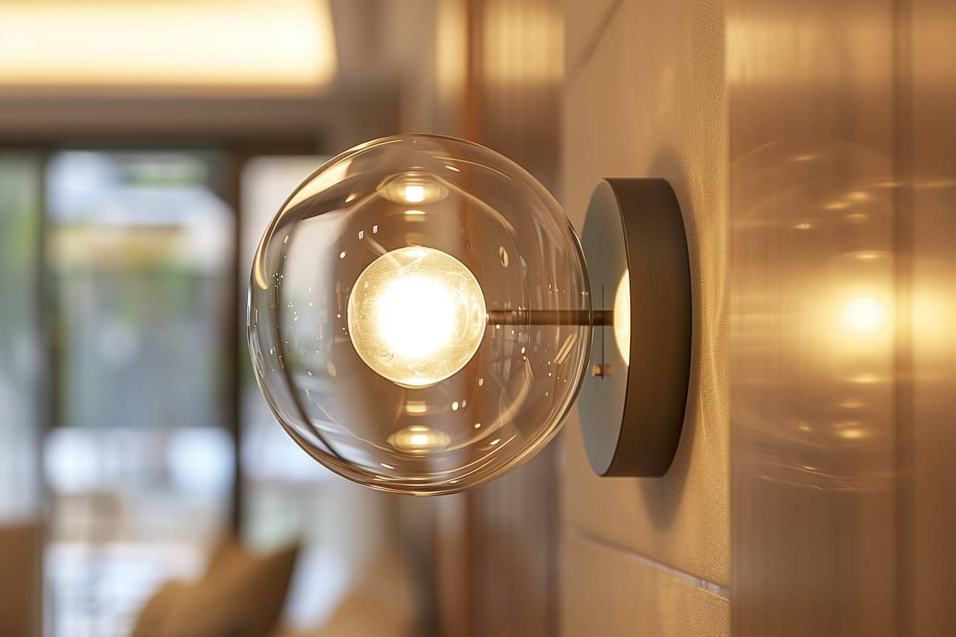 Globe wall lamp installed in a premium hospitality interior with contemporary architectural styling.