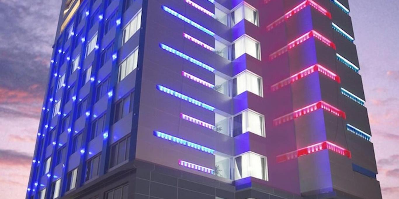 RGB linear lights installed in a contemporary hospitality environment.