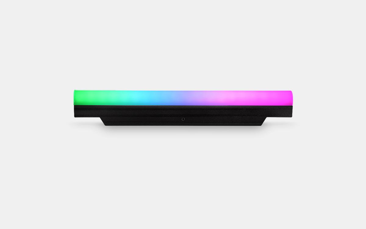 Front view of an RGB surface-mounted linear light.