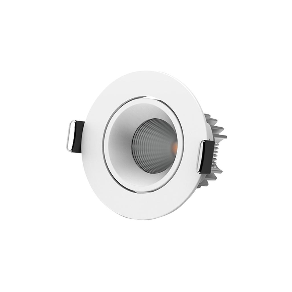 Front view of a tunable white recessed downlight.