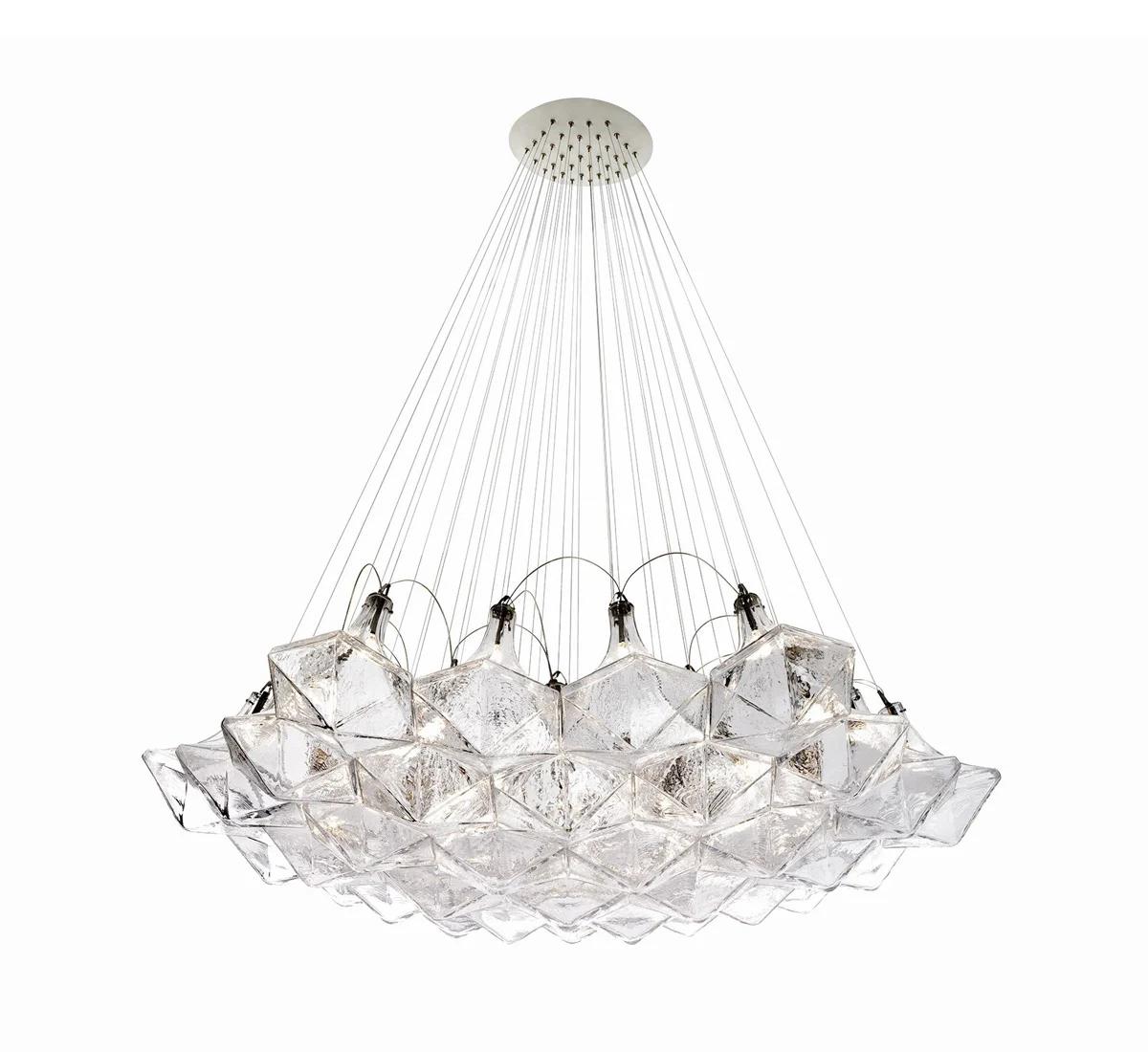 Premium lobby chandelier photographed on a clean white studio background.