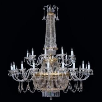 Front view of a large-scale architectural lobby chandelier.