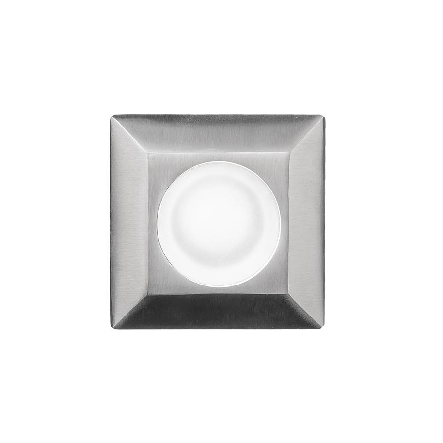 Front view of a square inground light.