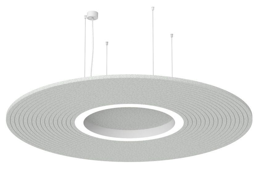Suspended acoustic office lighting combining functional illumination with sound-absorbing elements for contemporary workplaces