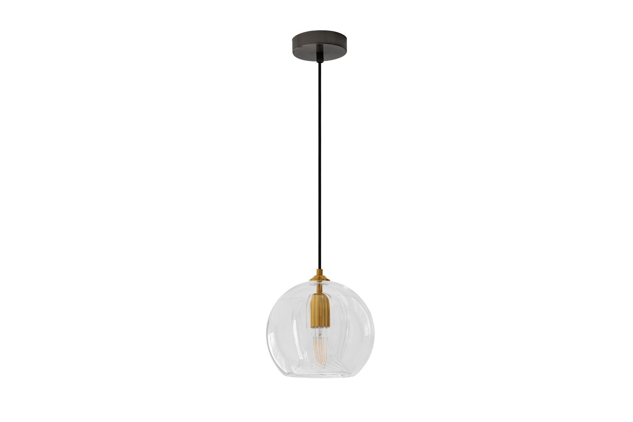 Glass pendant light photographed on a clean white studio background.