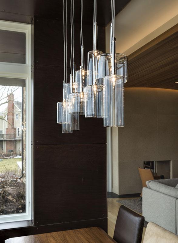 Glass pendant lighting installed in a premium hospitality interior.