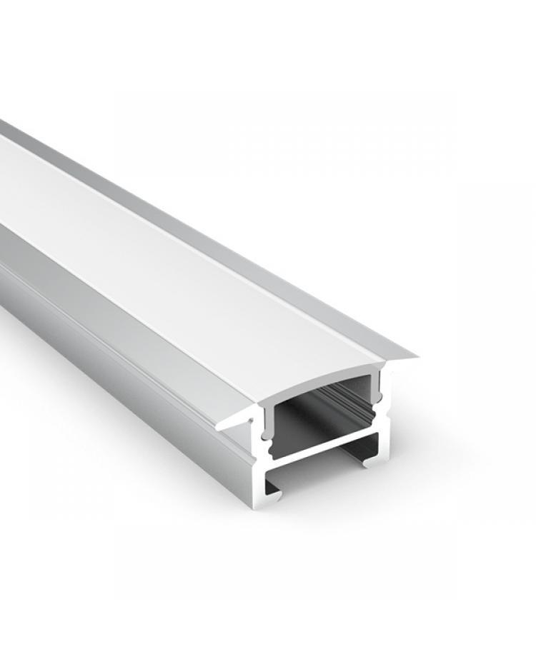 Front view of an aluminium LED profile.