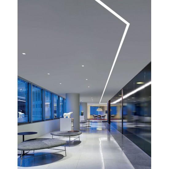 Aluminium LED profiles integrated into a contemporary architectural interior.