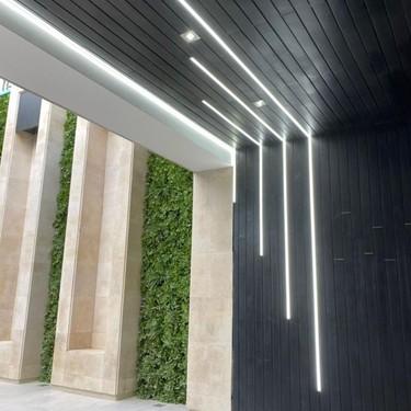 Aluminium LED profiles integrated into a contemporary architectural interior.