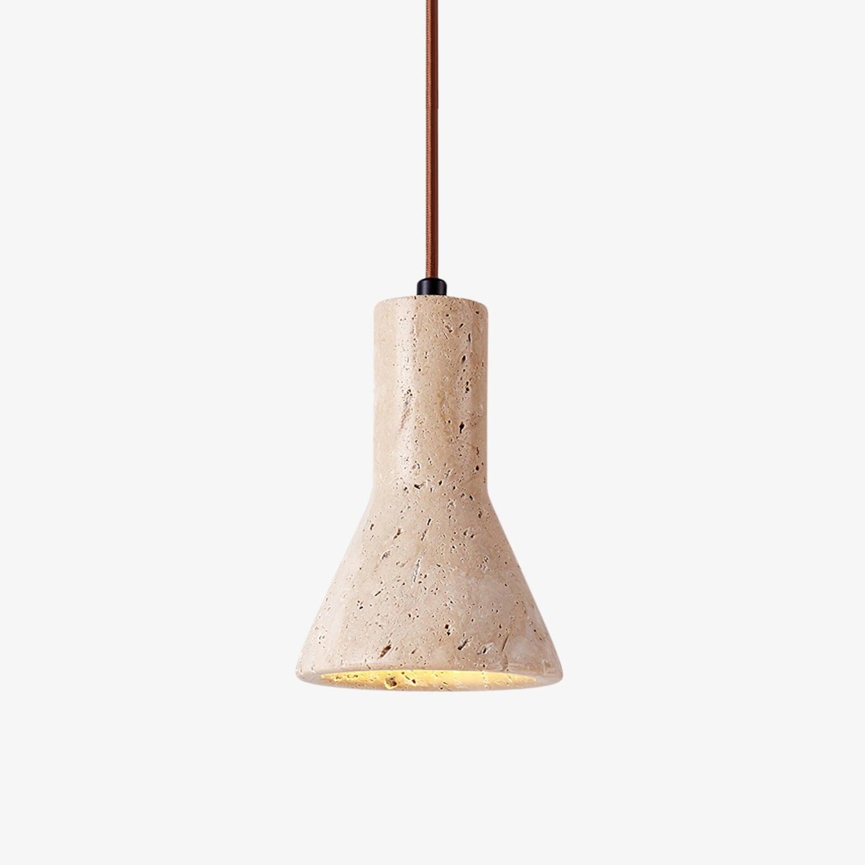 Front view of a decorative stone pendant light for architectural interiors.