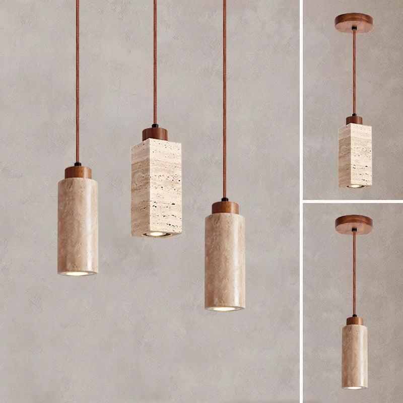 Stone pendant lighting family featuring multiple sizes and design variations.