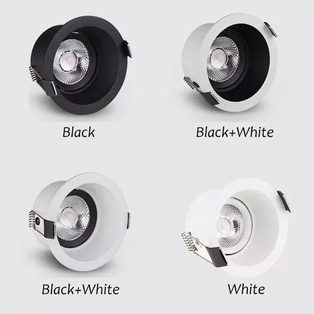 Mini downlight family showing alternative finish and size variations.