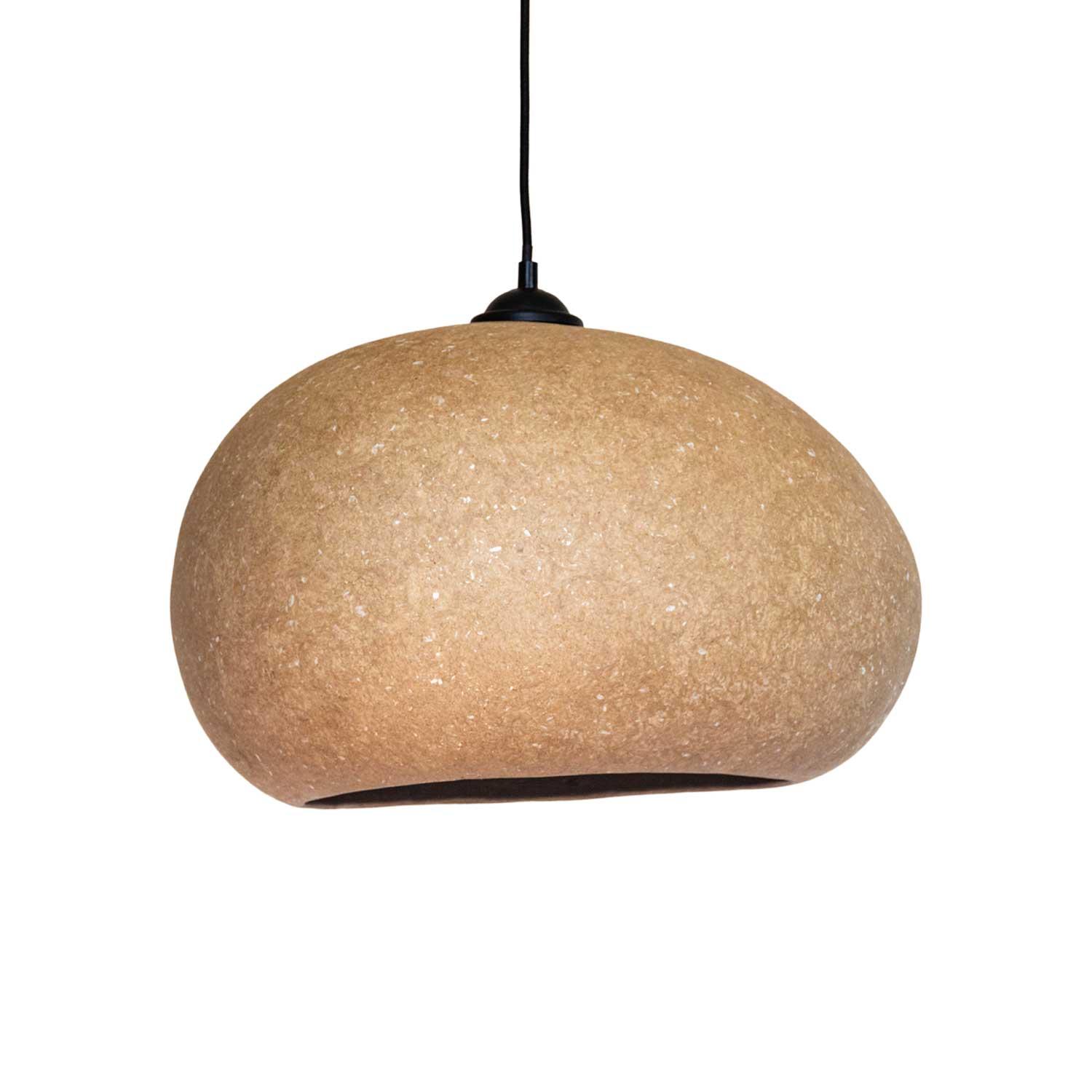 Front view of an organic pendant light for contemporary architectural interiors.