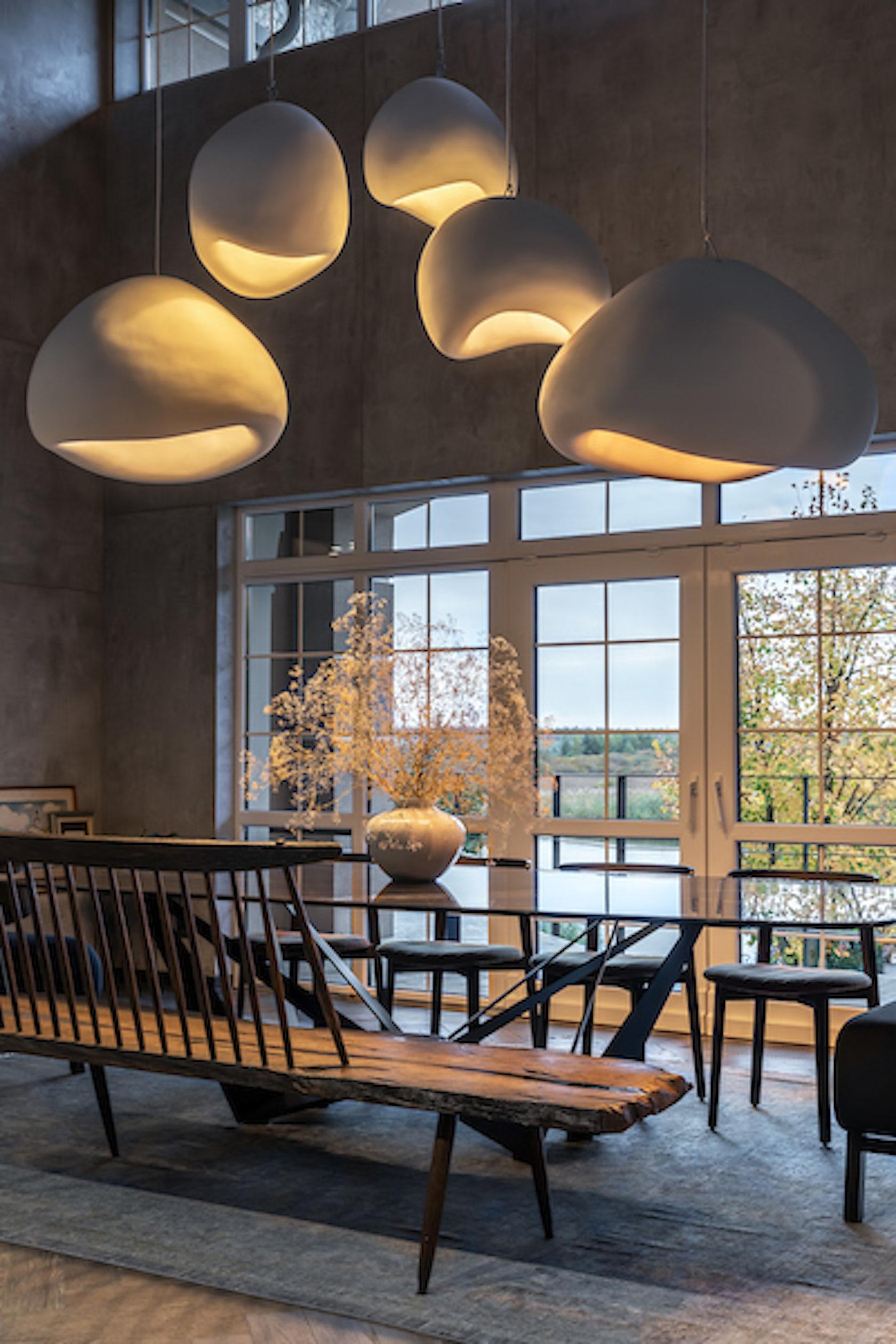 Organic pendant lighting installed in a premium hospitality interior.