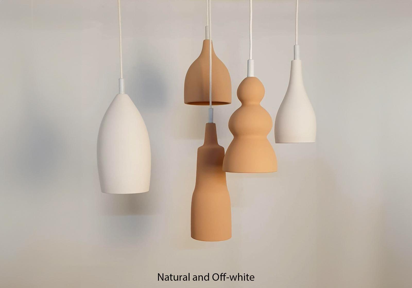 Organic pendant lighting family featuring multiple sizes and design variations.