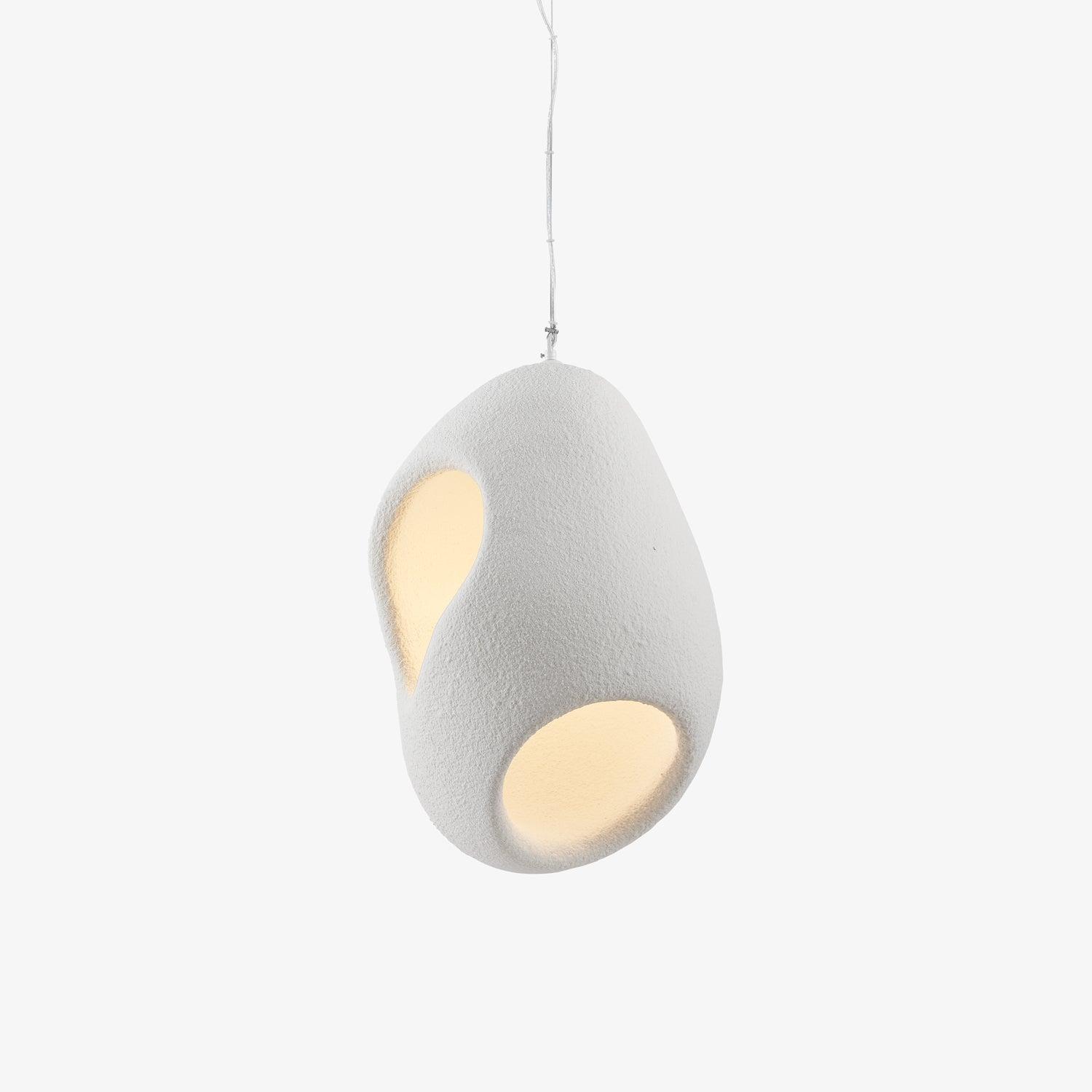 Front view of an organic pendant light for contemporary architectural interiors.