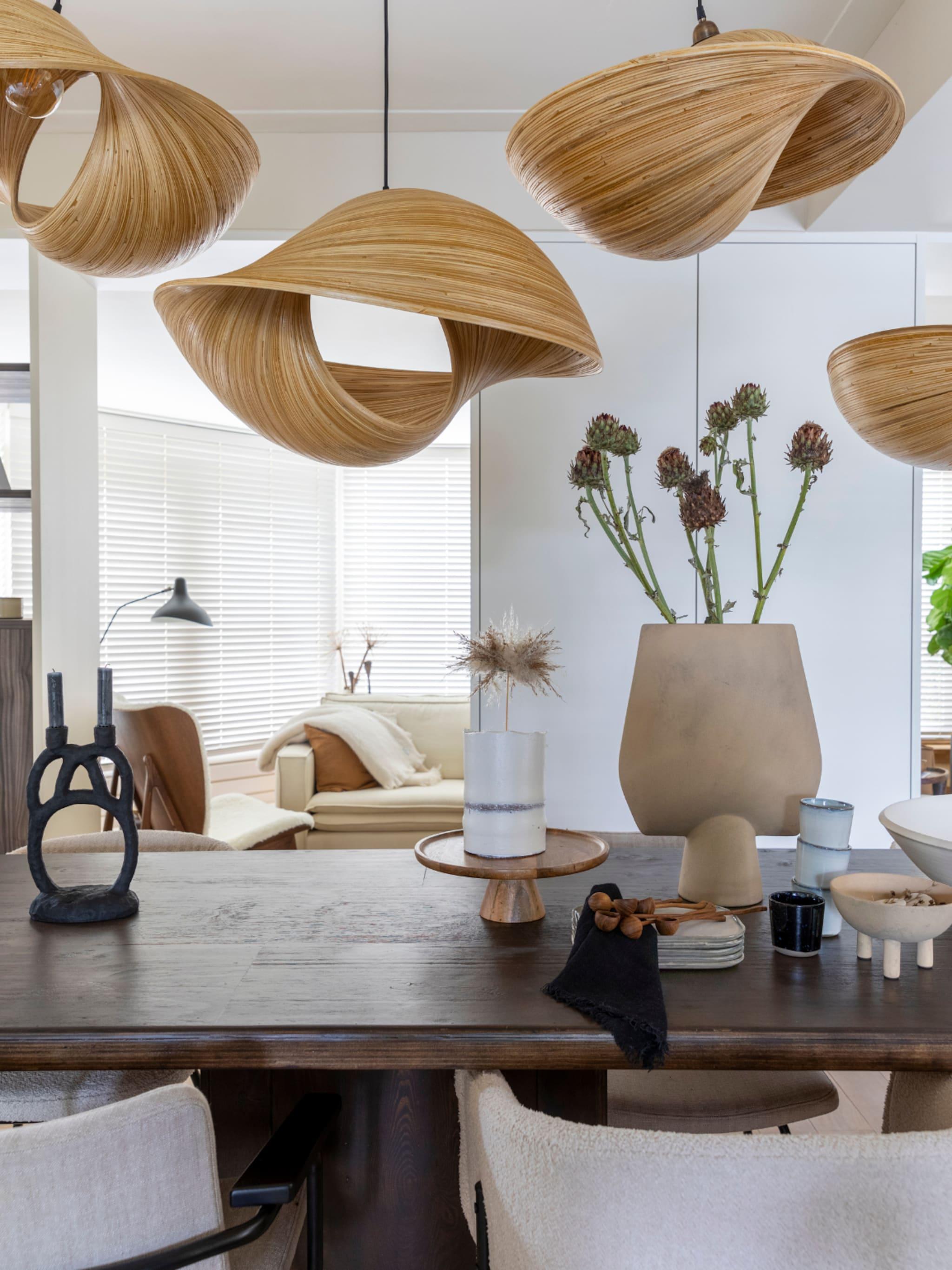 Organic pendant lighting installed in a premium hospitality interior.