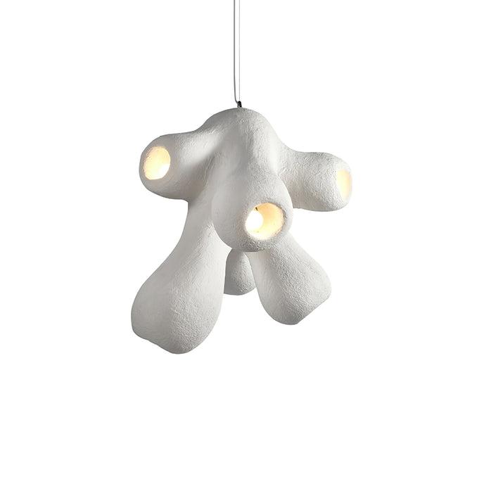 Front view of an organic pendant light for contemporary architectural interiors.