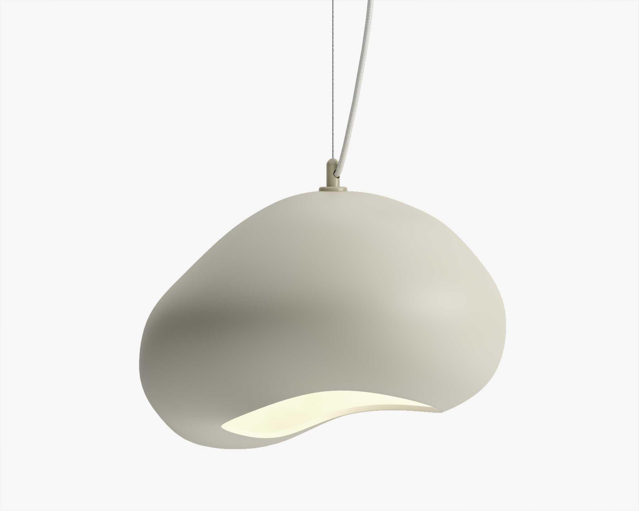 Front view of an organic pendant light for contemporary architectural interiors.