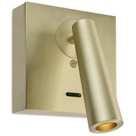 Front view of a reading wall lamp with integrated directional lighting and premium finish.