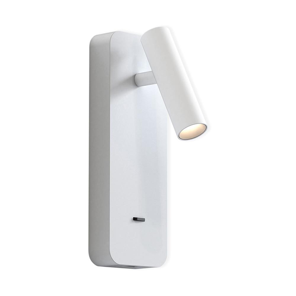 Reading wall lamp photographed on a clean white studio background featuring an adjustable architectural design.