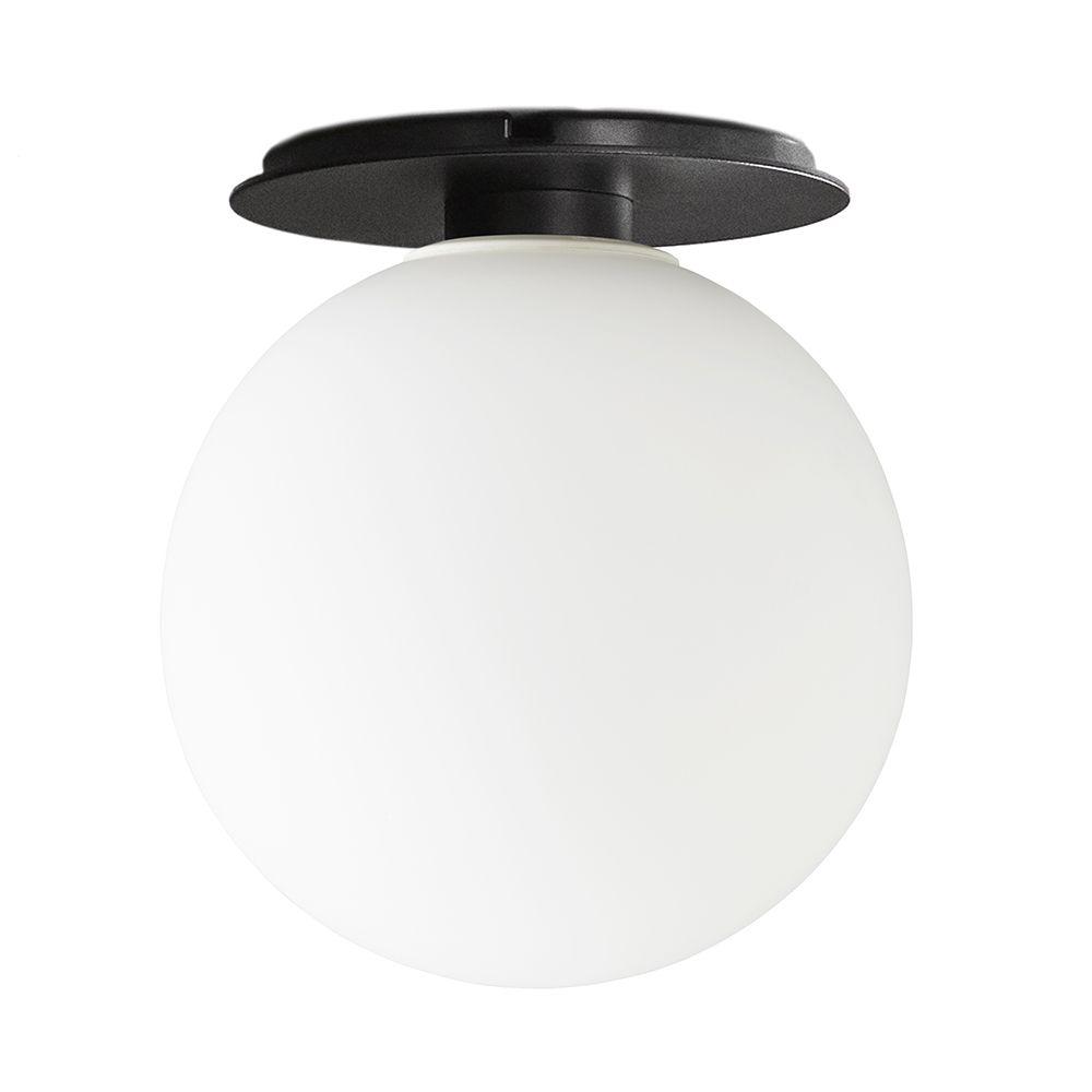 Opal glass globe ceiling light with a compact decorative ceiling mount
