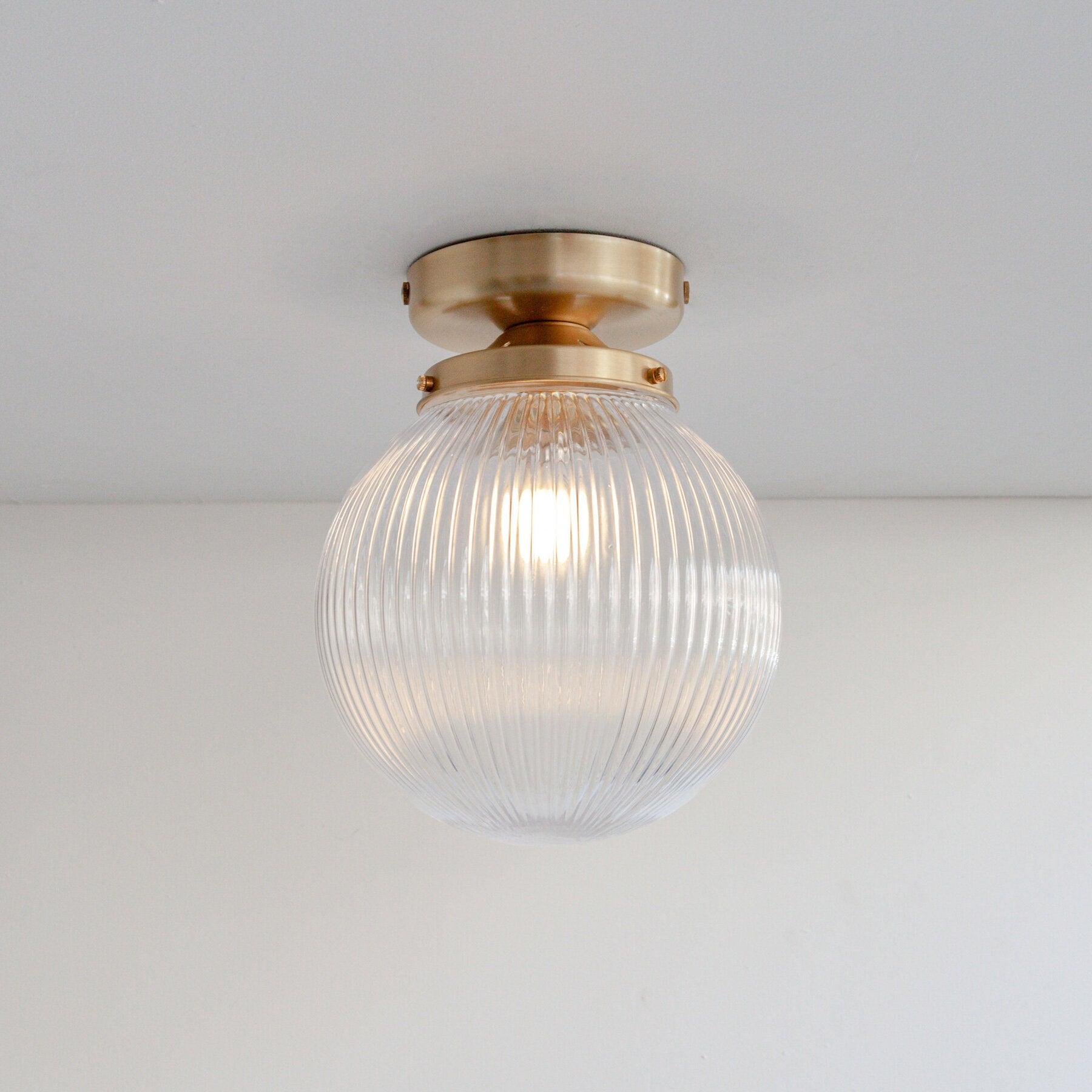 Front view of a white opal glass globe ceiling light