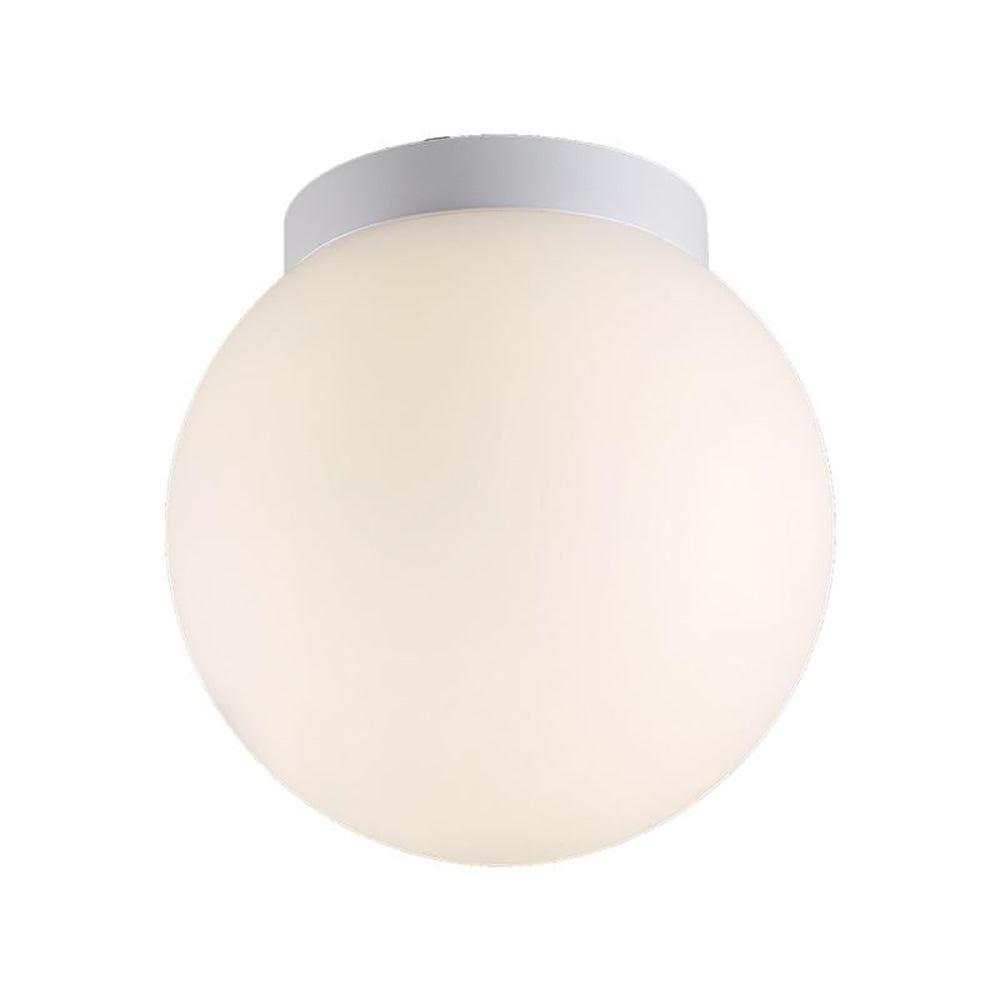 Opal glass globe ceiling light with a compact decorative ceiling mount