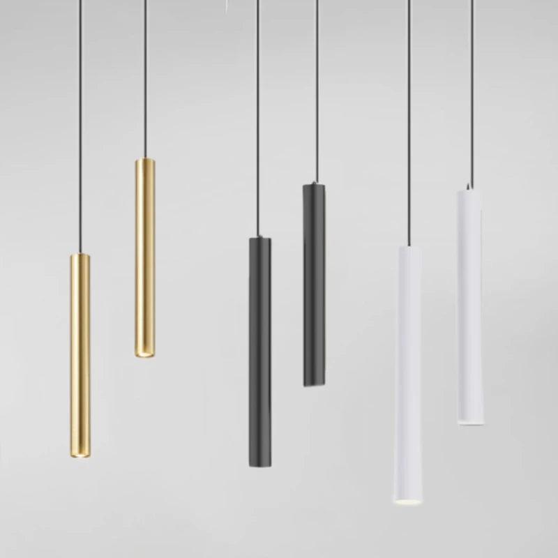Minimal pendant light collection with different sizes, finishes and suspension options.