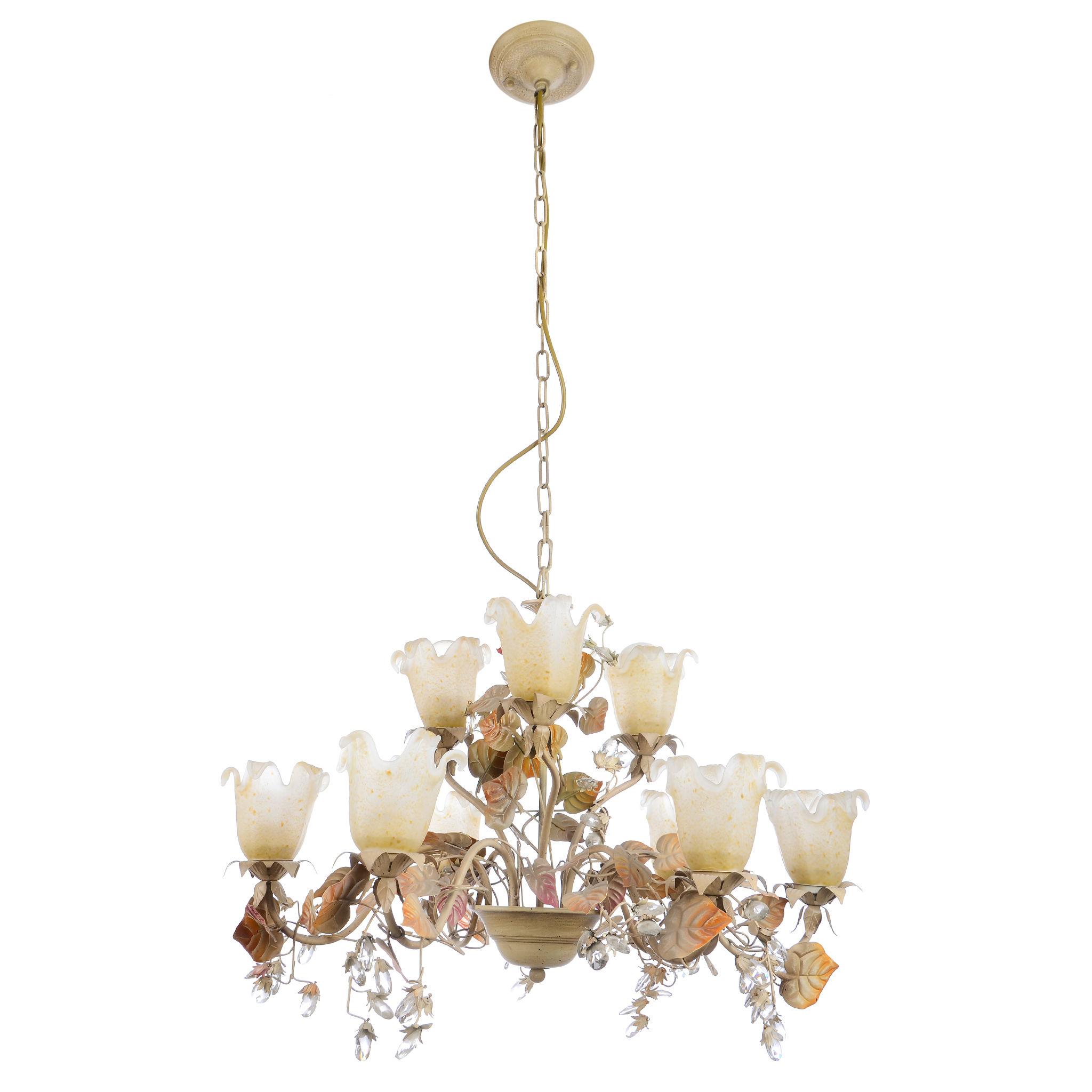 Front view of a traditional classic chandelier with elegant detailing.