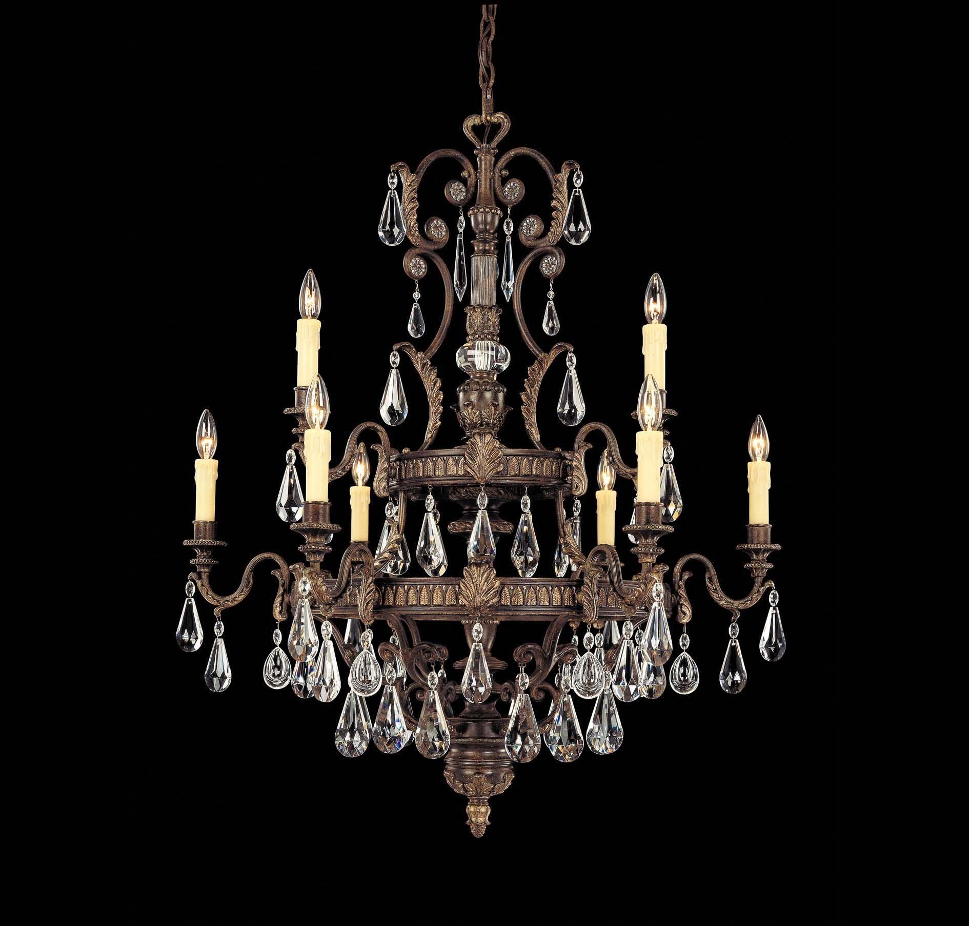 Front view of a traditional classic chandelier with elegant detailing.