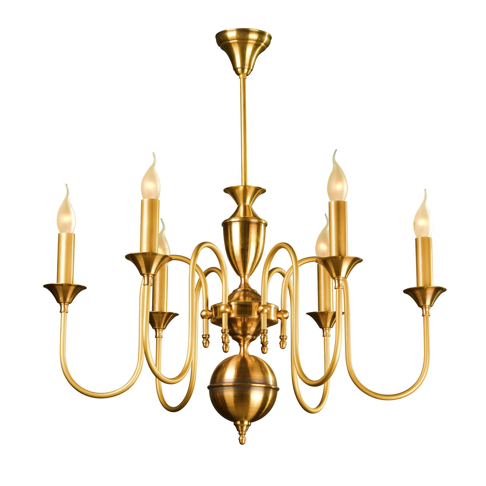 Front view of a traditional classic chandelier with elegant detailing.