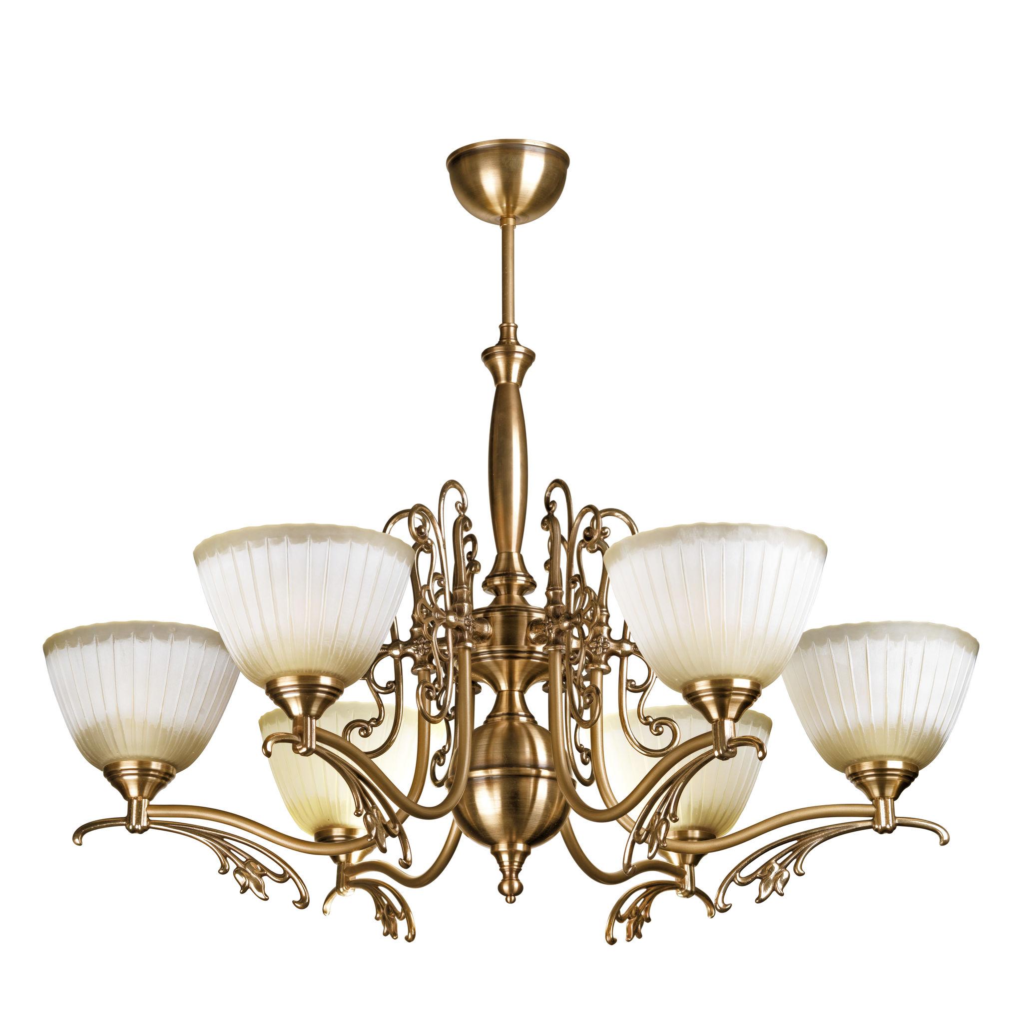 Front view of a traditional classic chandelier with elegant detailing.