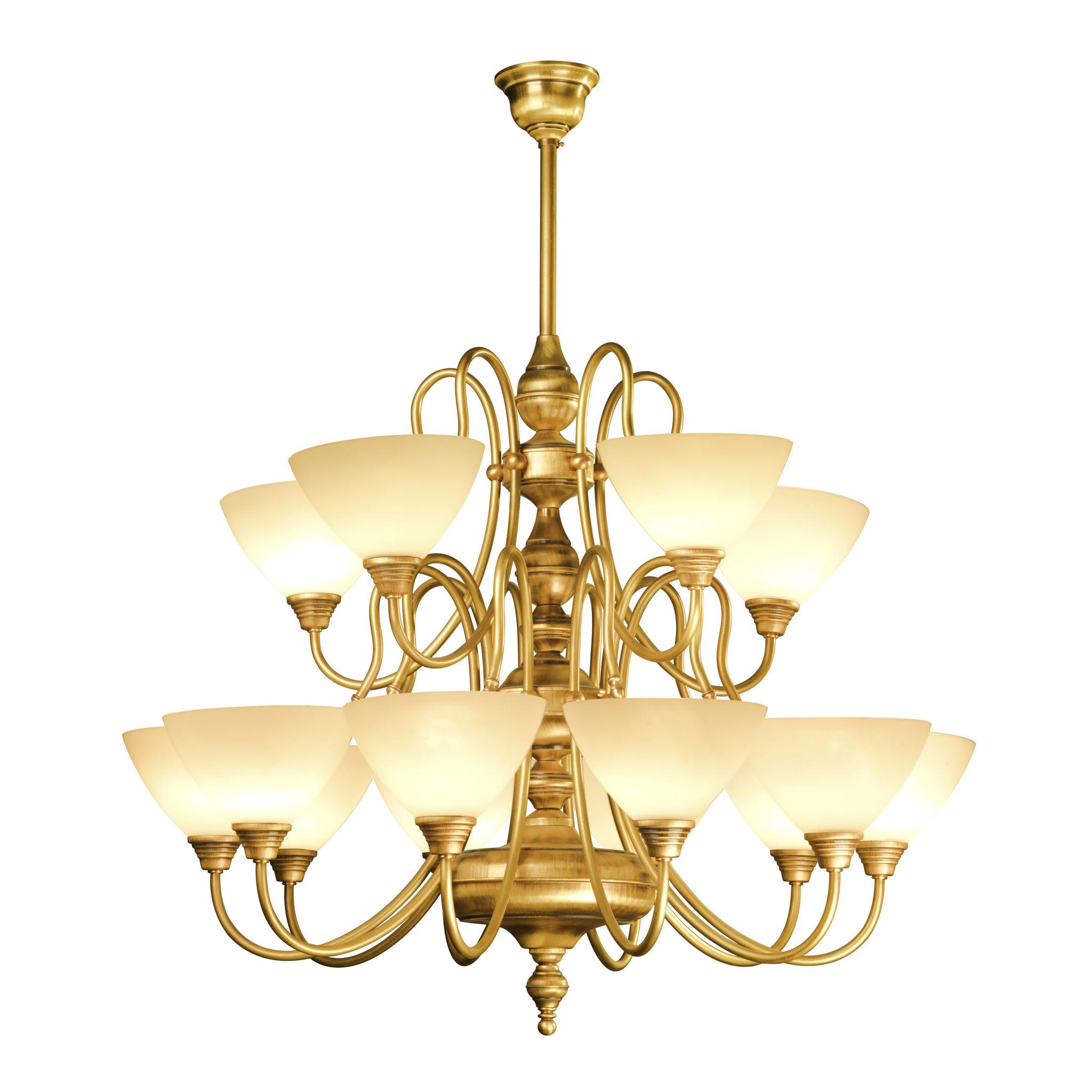 Front view of a traditional classic chandelier with elegant detailing.