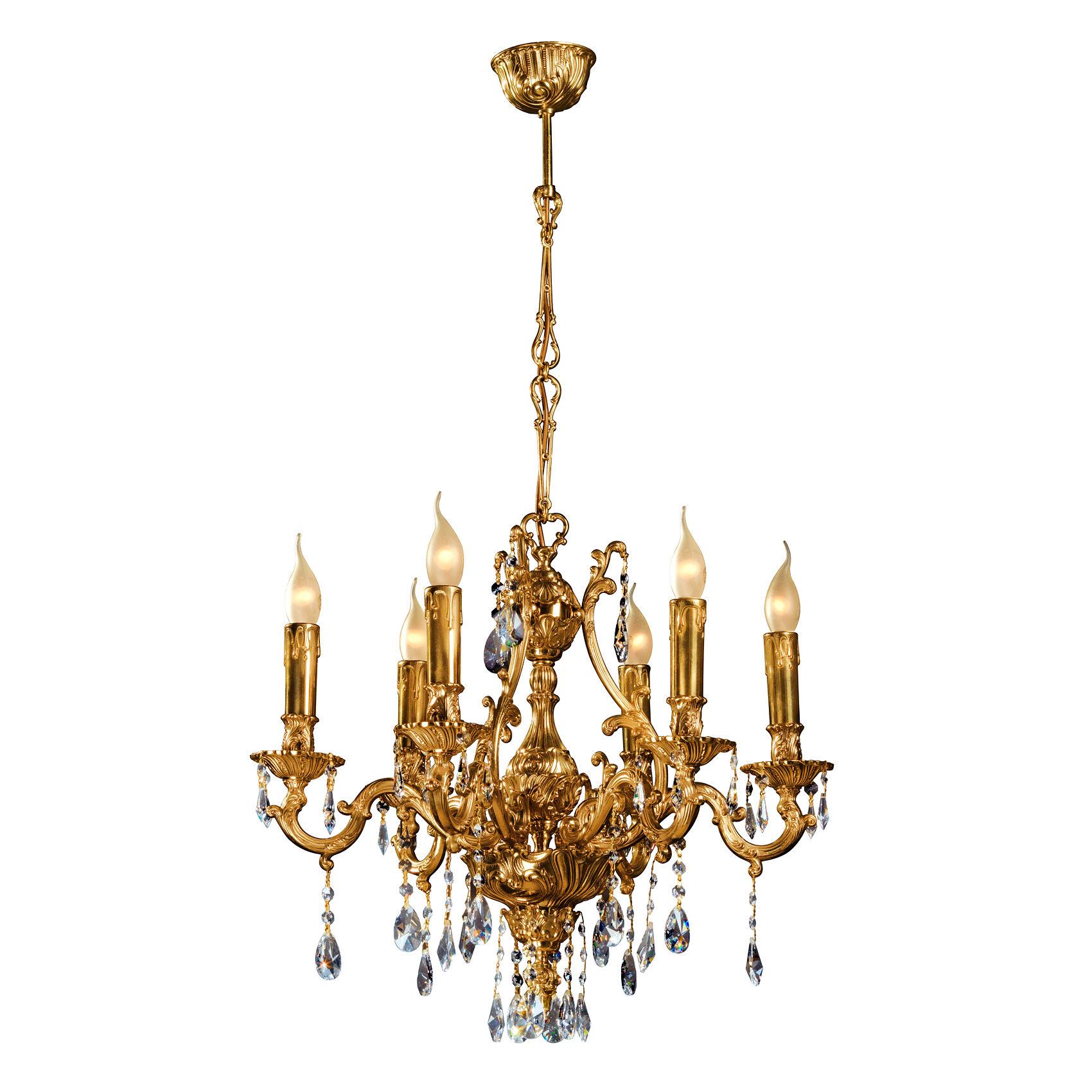 Front view of a traditional classic chandelier with elegant detailing.