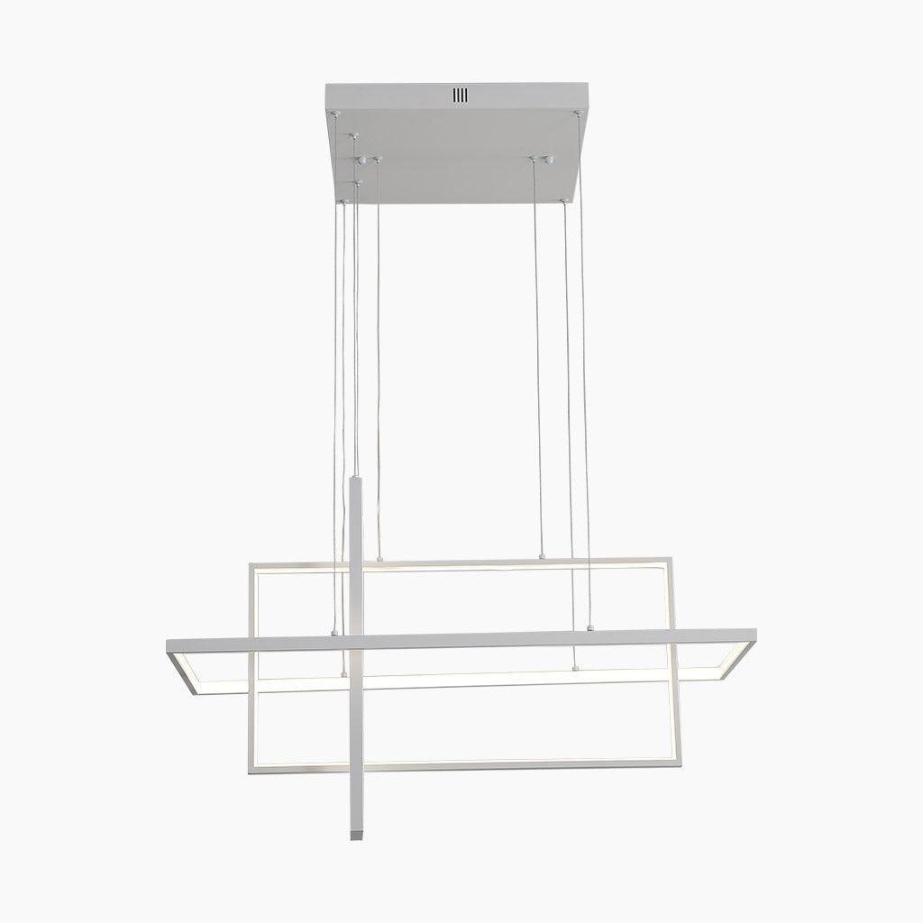 Minimal architectural chandelier photographed on a clean white studio background.