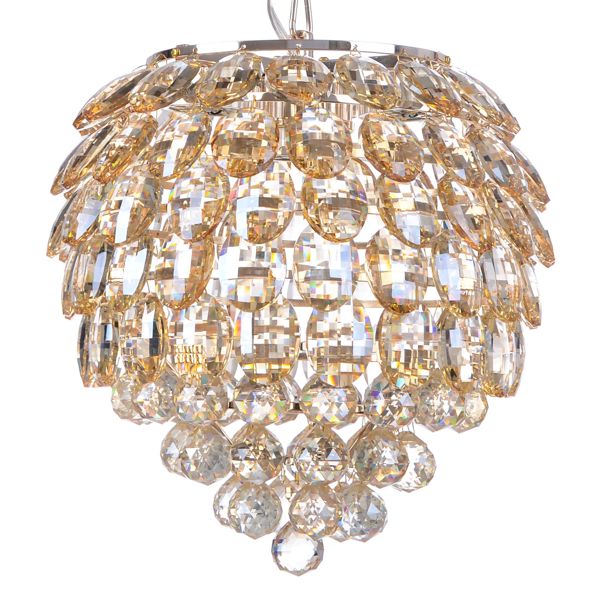 Contemporary crystal chandelier photographed on a clean white studio background.
