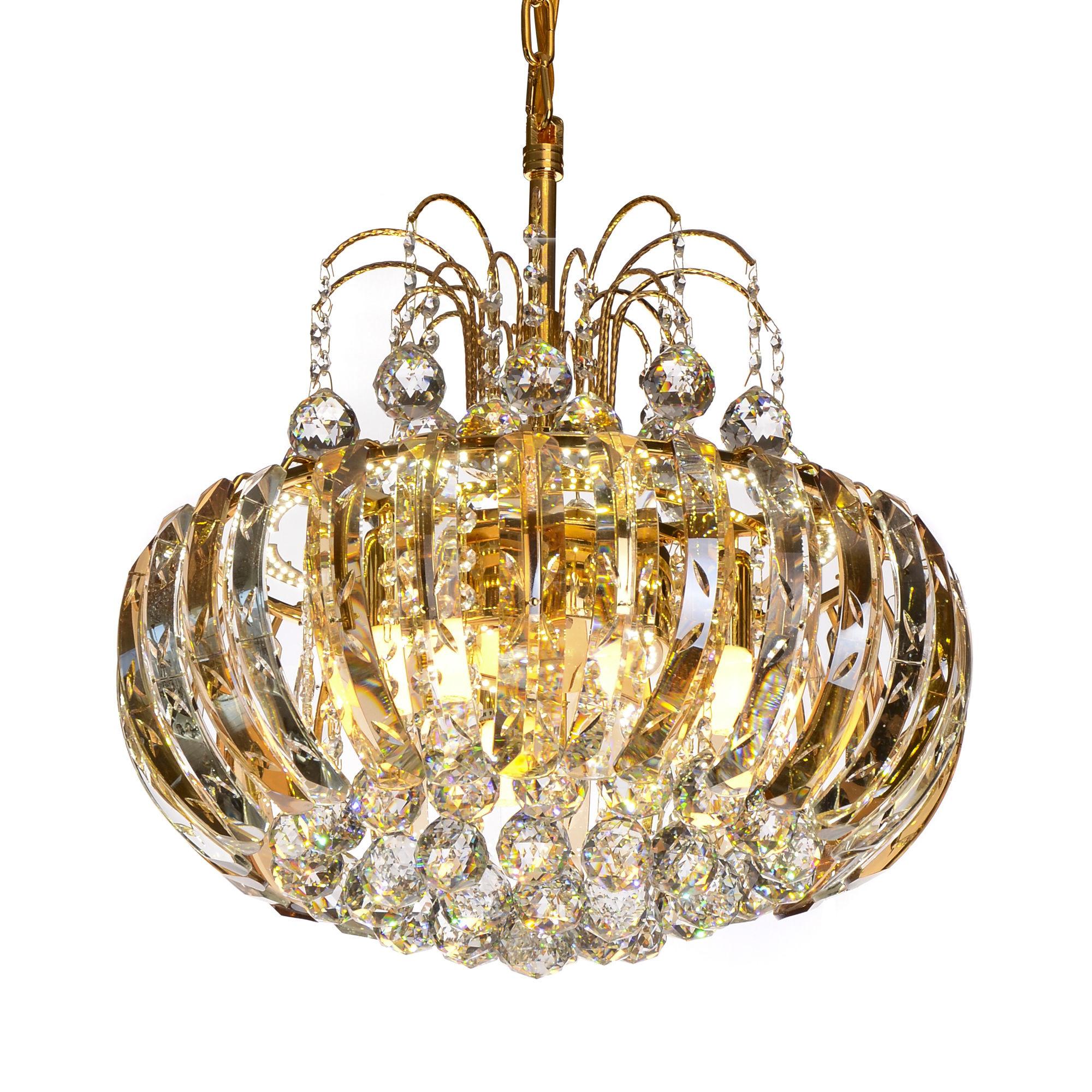 Contemporary crystal chandelier photographed on a clean white studio background.